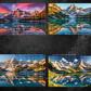 Mountain and Lake View Digital Art in SVG PNG File Formats