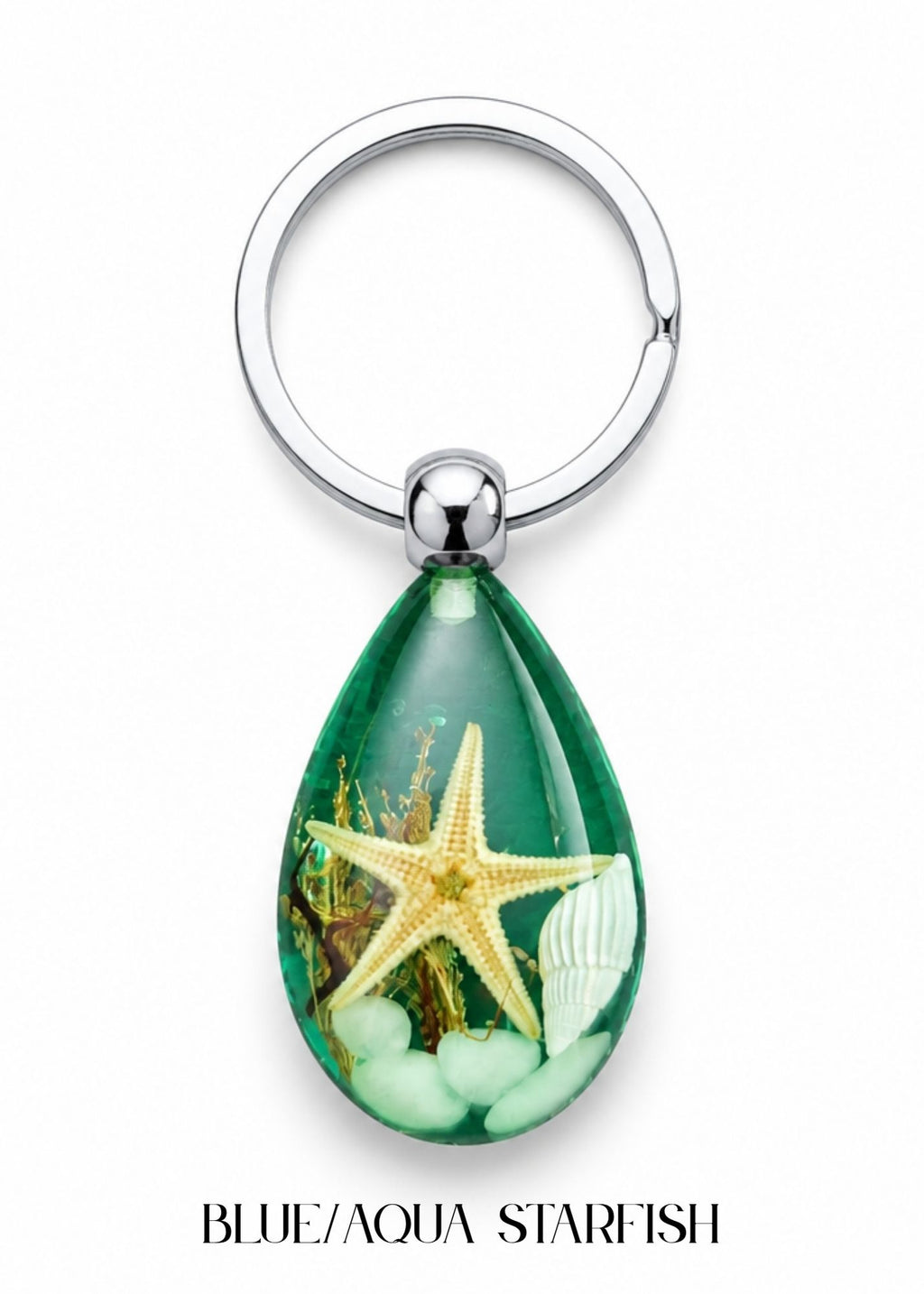 Handmade Faux Starfish Keychain – Aqua Blue
