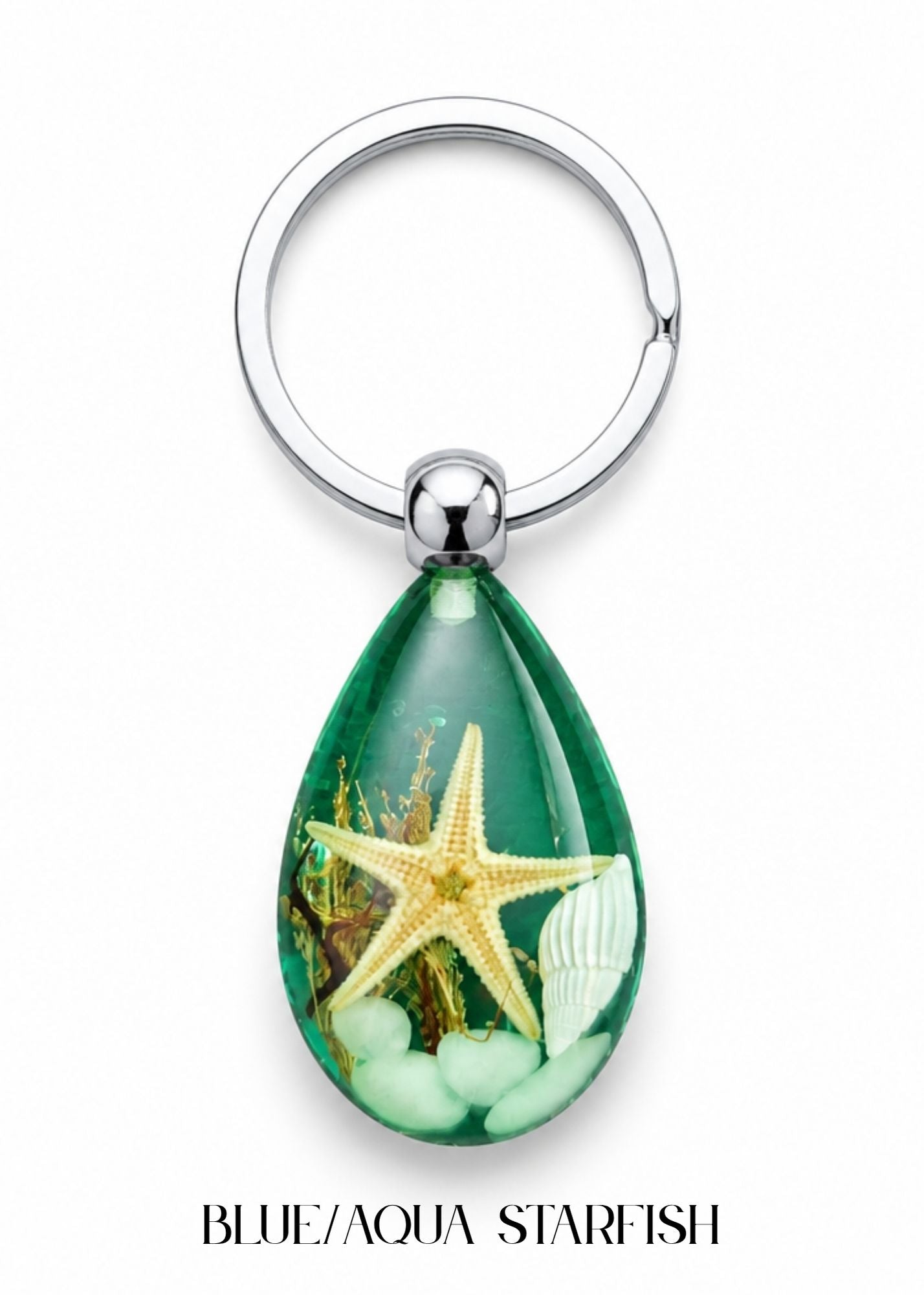 Handmade Faux Starfish Keychain – Aqua Blue