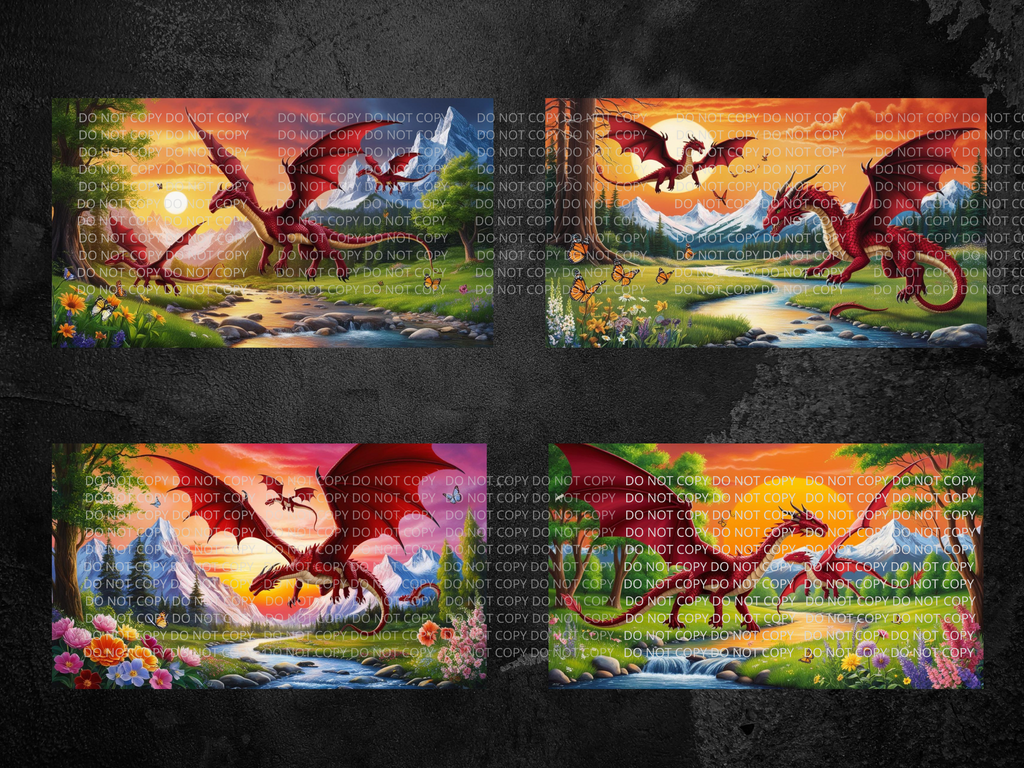 Dragon and Her Baby Digital Art in PDF SVG PNG File Formats