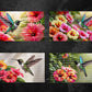 Hummingbirds and Flowers Digital Art in PDF SVG PNG File Formats