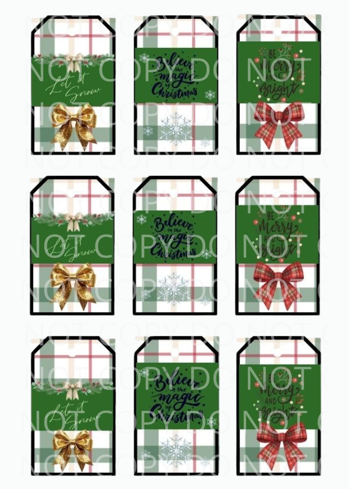 Printable Christmas Gift Tags Bundle – 12 Sheets of Assorted Buffalo Plaid, Farmhouse & Classic Holiday Gift Labels (PNG, JPG, PDF, SVG, PPTX)