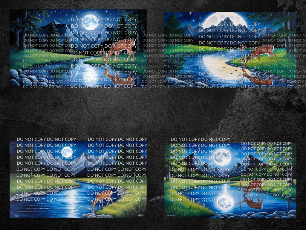 Deer at Night Digital Art in SVG PNG File Formats