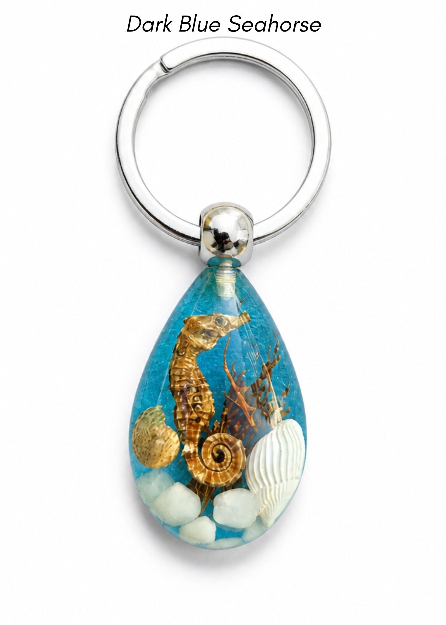 Handmade Faux Seahorse Keychain - Dark Blue