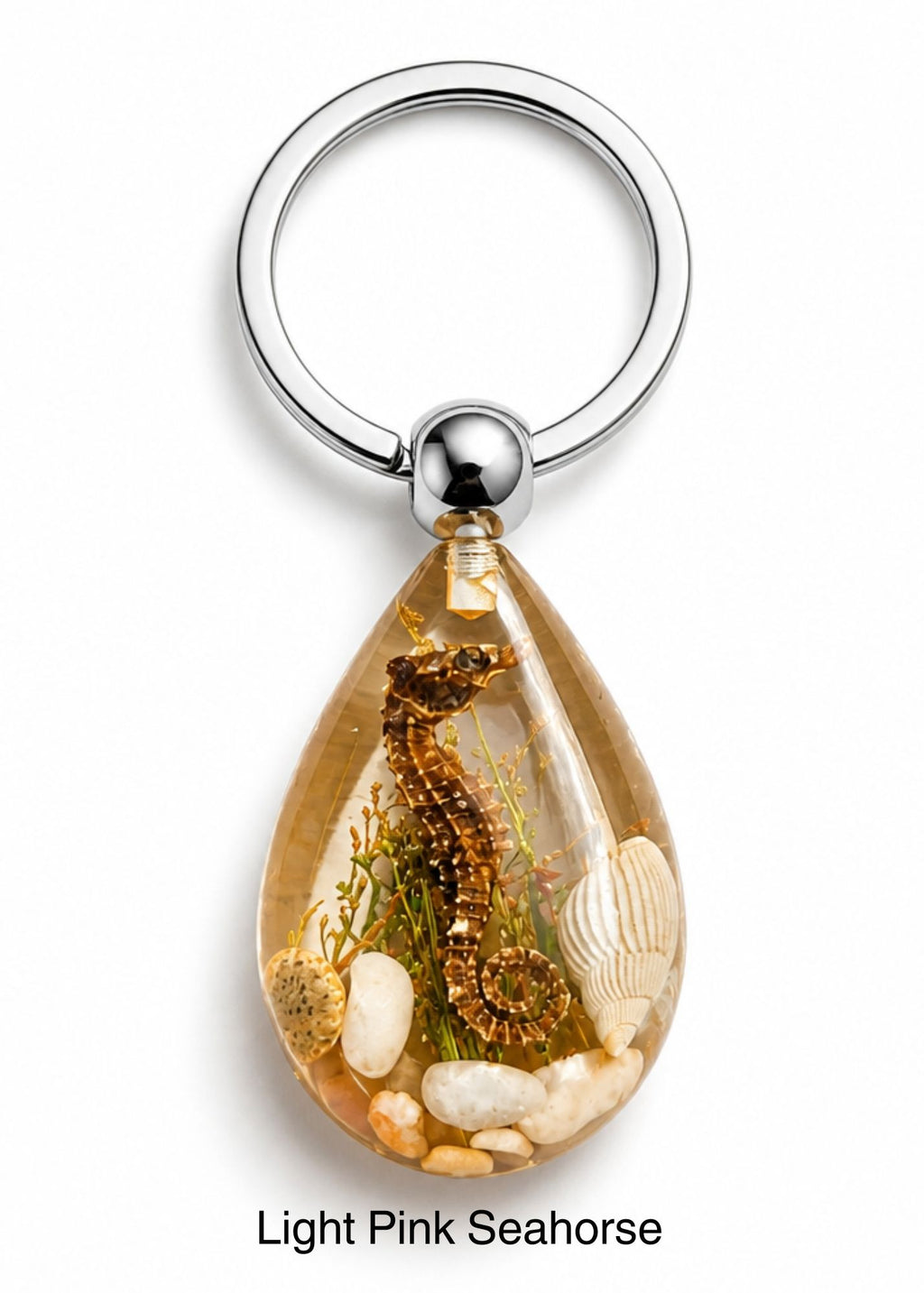 Handmade Faux Seahorse Keychain – Light Pale Pink