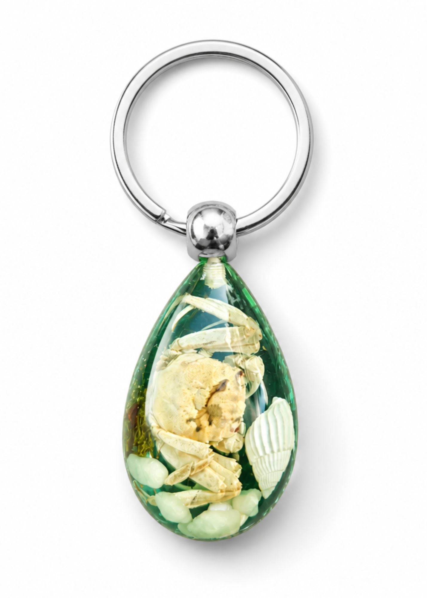 Handmade Faux Crab Keychain – Blue Background