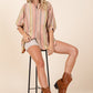 Mittoshop Striped Bubble Sleeve Button Down Shirt