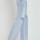 Risen Full Size High Rise Distressed Wide Leg Jeans
