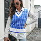 Plaid V-Neck Sweater Vest