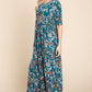 BOMBOM Printed Shirred Maxi Dress