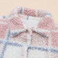 Plaid Button Up Collared Neck Sherpa Jacket