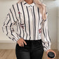 Perfee Striped Collared Neck Long Sleeve Shirt