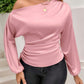 Drawstring One Shoulder Long Sleeve Blouse