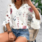 Ruffled Printed V-Neck Half Sleeve Blouse