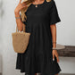 Mandy Ruffled Ruched Round Neck Half Sleeve Dress