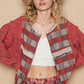 POL Round Neck Long Sleeve Plaid Shirt