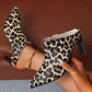 PU Leather Leopard Point Toe Pumps