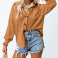 Waffle-Knit Collared Neck Long Sleeve Shirt