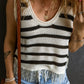 Fringe Striped Scoop Neck Tank