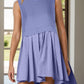 Pleated Round Neck Sleeveless Mini Dress