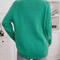 Decorative Button Round Neck Raglan Sleeve Sweater