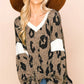 Leopard V-Neck Long Sleeve Blouse