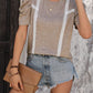 Lace Detail Round Neck Puff Sleeve Blouse