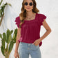 Full Size Ruffled Square Neck Cap Sleeve Blouse