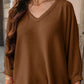 Texture V-Neck Long Sleeve Top
