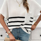 Devine Striped Round Neck Short Sleeve Sweater