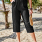 Pocketed Elastic Waist Capris