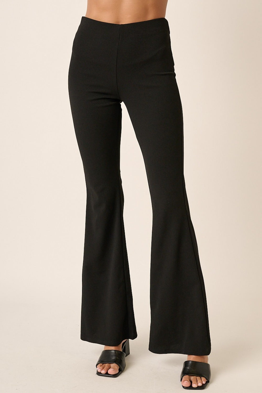 Mittoshop Crepe Knit Elastic Waist Flare Leg Pants *