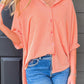 Corded Half Sleeve Button Up High Low Shirt
