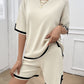 Devine Contrast Trim Round Neck Top and Shorts Set