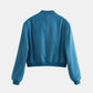 Pocketed Snap Down Baseball Collar Jacket