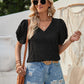 Twisted Heart V-Neck Short Sleeve Blouse