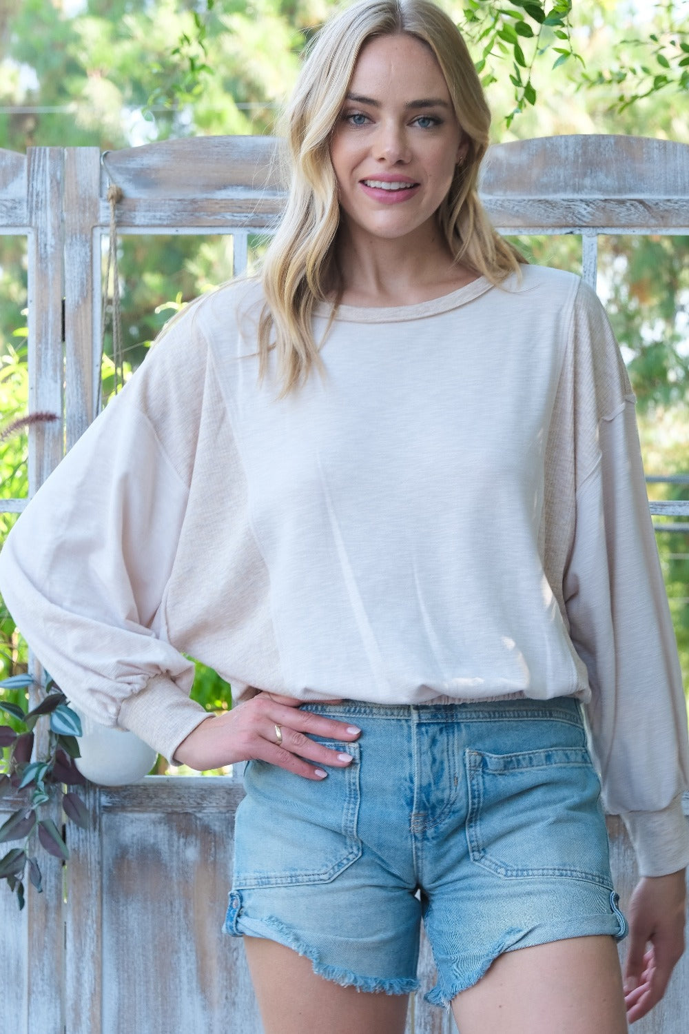 Hailey & Co Rib and Two Tone Knit Mixed Top *