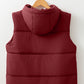 Drawstring Zip Up Hooded Vest Coat