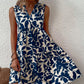 Printed Notched Sleeveless Mini Dress