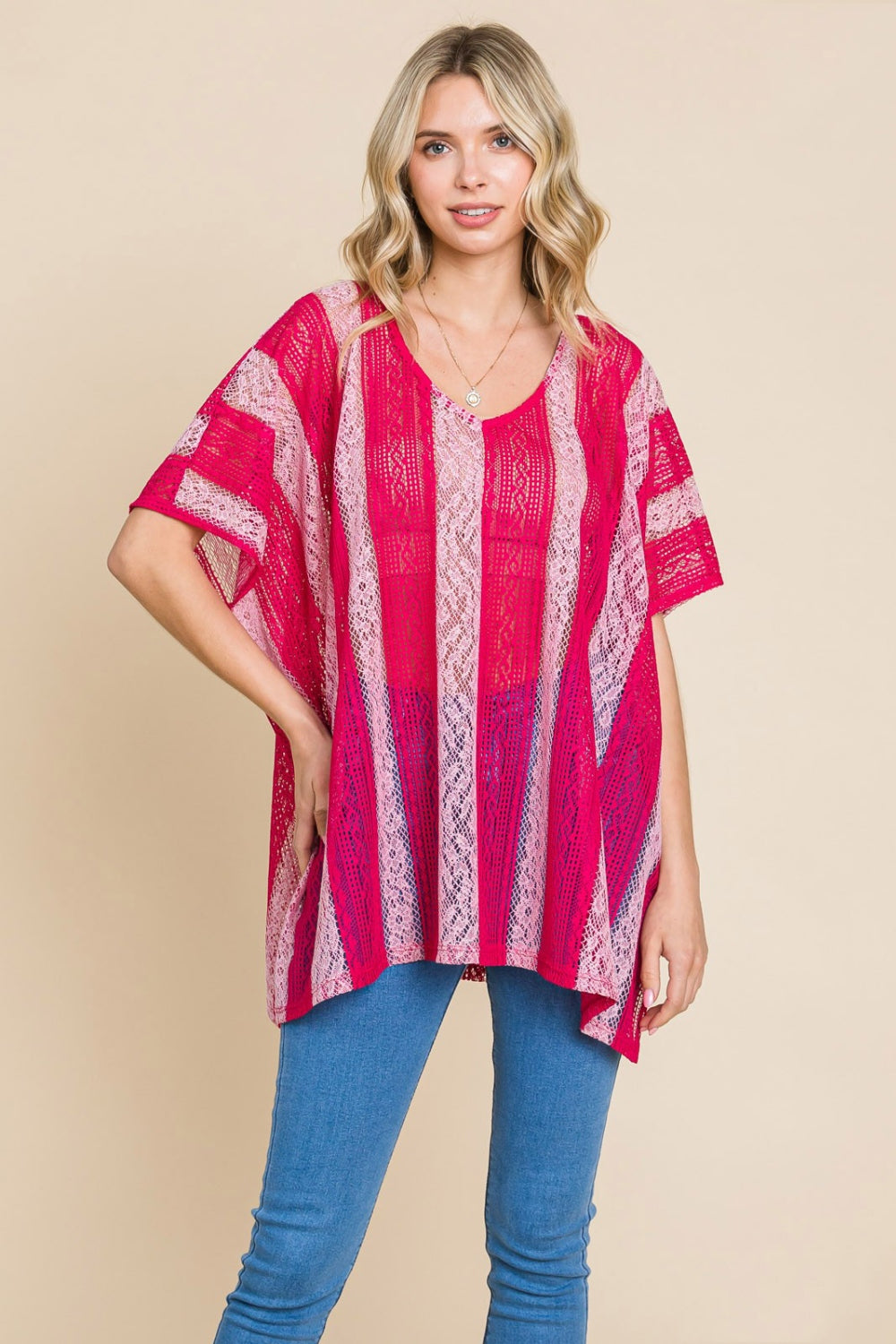 Cotton Bleu by Nu Label V Neck Drop Shoulder Oversize Top *
