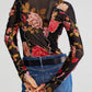 Floral Mock Neck Long Sleeve Top