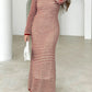 Devine Tied Round Neck Striped Sweater Dress