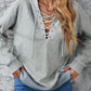 Lace Up Long Sleeve Hoodie