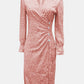 Full Size Printed Surplice Long Sleeve Midi Dress