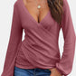 Waffle Knit Surplice Long Sleeve T-Shirt