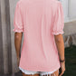 Textured Notched Flounce Sleeve Blouse