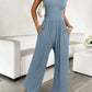Round Neck Sleeveless Wide Leg Jumpsuit