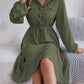 Collared Neck Long Sleeve Dress with Pockets