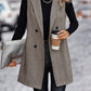 Buttoned Collared Neck Longline Vest Coat