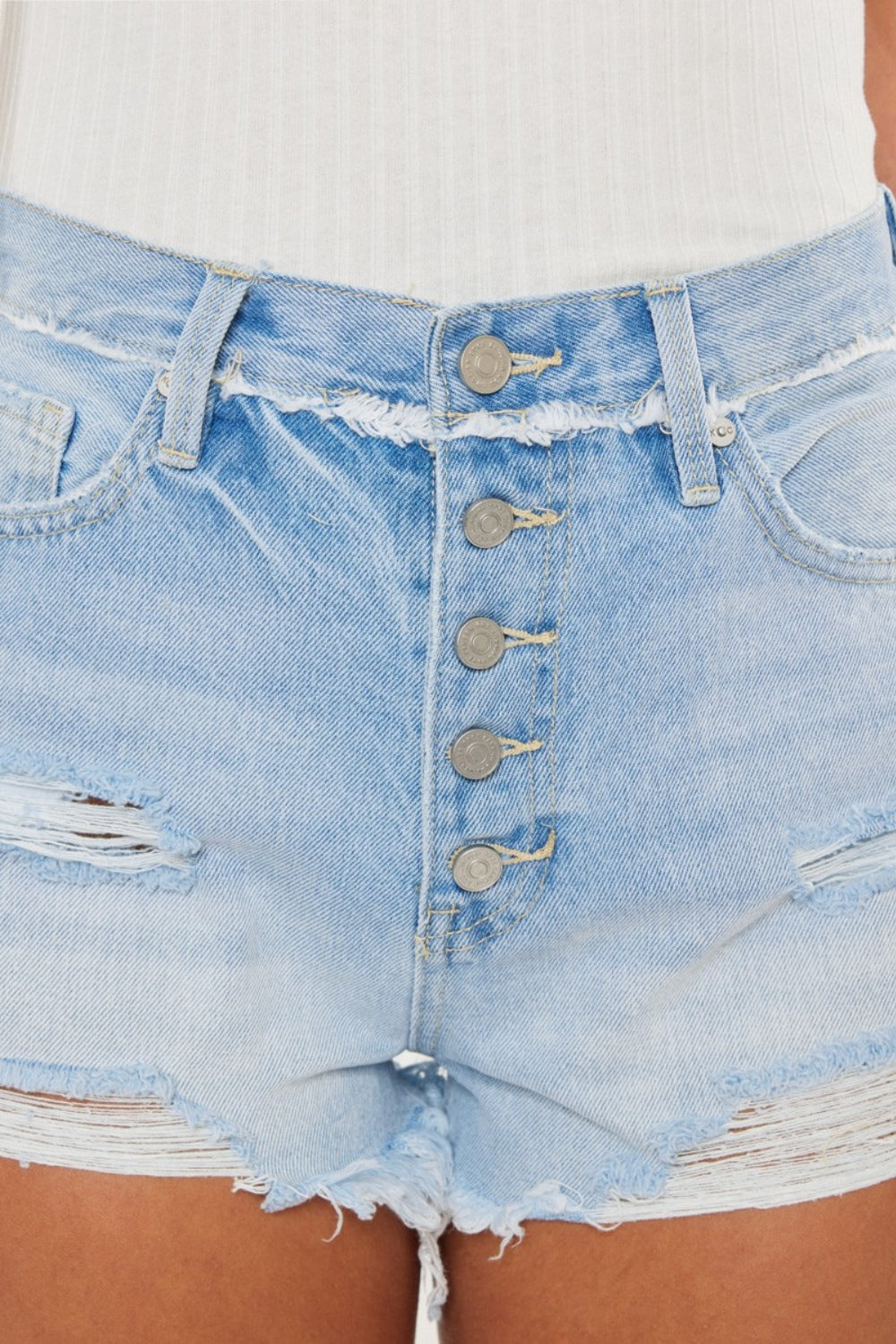 Kancan Distressed Button Fly Denim Shorts *